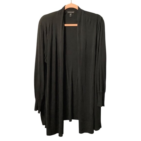 Eileen Fisher Womens Black Open Front Cardigan XL Silk Blend - Picture 1 of 7